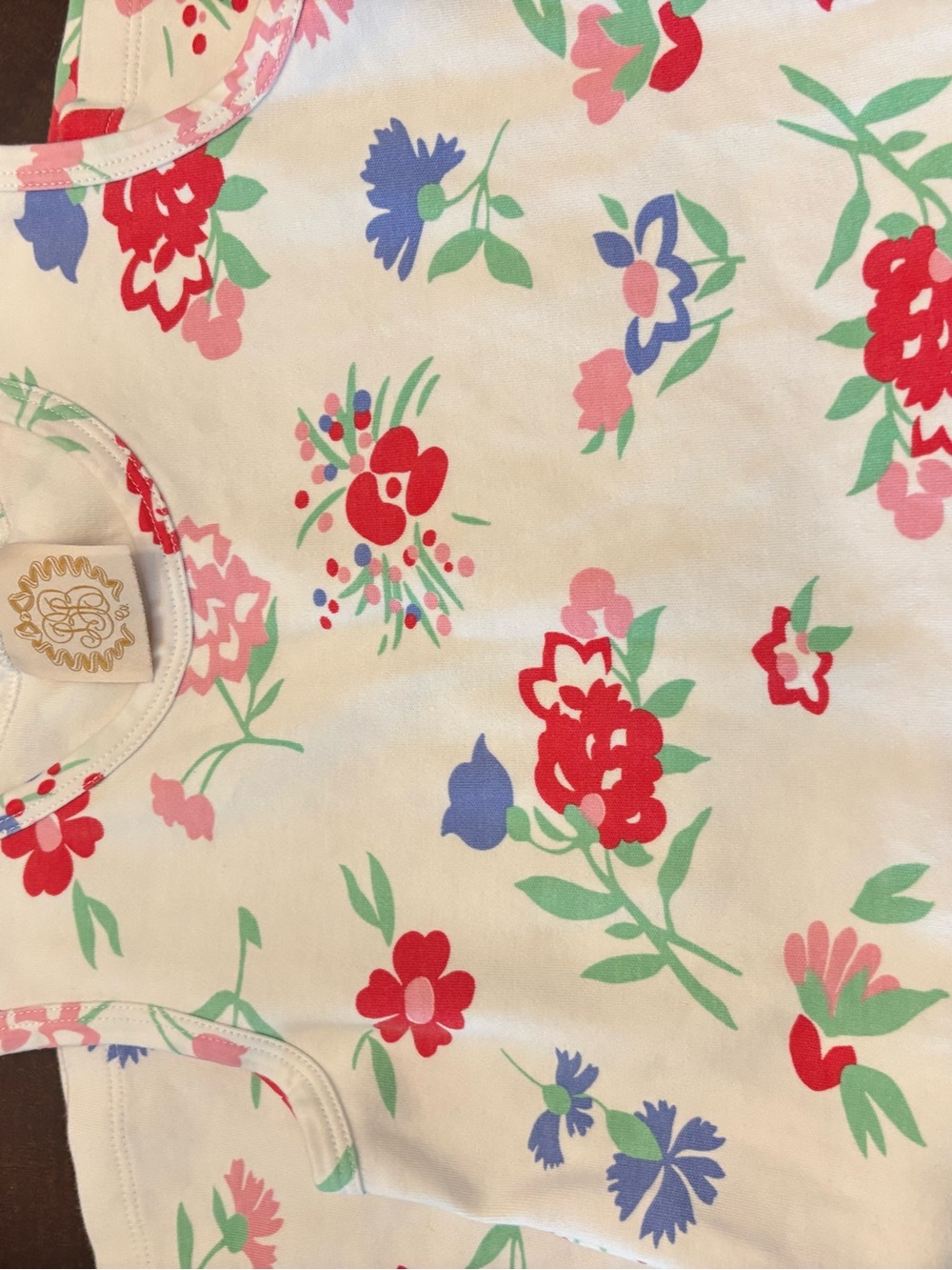 Beaufort Bonnett cotton dress in white with Red, Blue & Pink Flowers - Picture 6 of 6